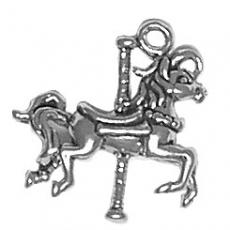 Charms. Sterling Silver, 5.3mm Width by 19.0mm Length by 19.4mm Height, Carousel Horse Charm. Quantity Per Pack: 1 Piece.