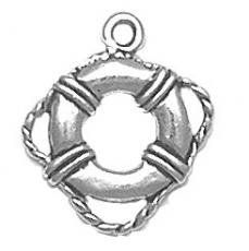 Charms. Sterling Silver, 17.0mm Width by 2.4mm Length by 19.6mm Height, Life Preserver Charm. Quantity Per Pack: 1 Piece.