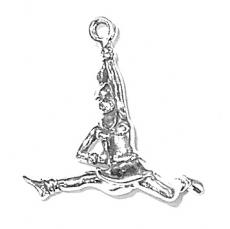 Charms. Sterling Silver, 19.8mm Width by 7.9mm Length by 20.6mm Height, Cheerleader Doing Splits Charm.