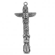 Charms. Sterling Silver, 17.1mm Width by 7.2mm Length by 41.8mm Height, Totem Pole Charm. Quantity Per Pack: 1 Piece.