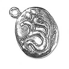 Charms. Sterling Silver, 13.8mm Width by 2.4mm Length by 18.2mm Height, Oval Shaped Ohm Charm. Quantity Per Pack: 1 Piece.