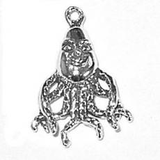 Charms. Sterling Silver, 17.4mm Width by 5.5mm Length by 23.9mm Height, Octopus Charm.