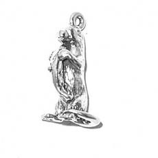 Charms. Sterling Silver, 7.1mm Width by 8.7mm Length by 18.6mm Height, Otter With Fish Charm. Quantity Per Pack: 1 Piece.