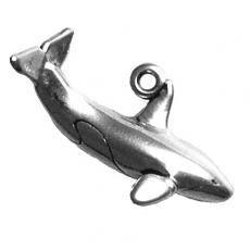 Charms. Sterling Silver, 6.6mm Width by 25.3mm Length by 10.9mm Height, Small Killer Whale Charm. Quantity Per Pack: 1 Piece.