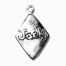 Charms. Sterling Silver, 11.7mm Width by 2.1mm Length by 18.7mm Height, Jack of Diamonds Charm. Quantity Per Pack: 1 Piece.