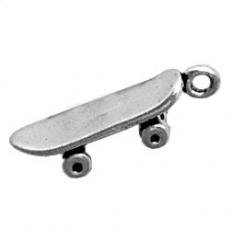 Charms. Sterling Silver, 5.7mm Width by 5.3mm Length by 20.7mm Height, Skate Board Charm. Quantity Per Pack: 1 Piece.