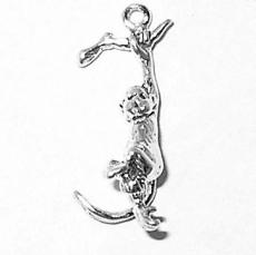 Charms. Sterling Silver, 10.6mm Width by 9.1mm Length by 24.3mm Height, Monkey Hanging Off A Tree Branch Charm. Quantity Per Pack: 1 Piece.