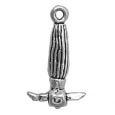 Charms. Sterling Silver, 12.1mm Width by 4.1mm Length by 20.7mm Height, Hand Hoe Charm. Quantity Per Pack: 1 Piece.