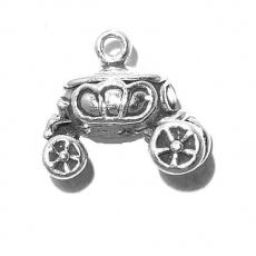 Charms. Sterling Silver, 10.5mm Width by 16.6mm Length by 15.0mm Height, Horse Carriage Charm. Quantity Per Pack: 1 Piece.