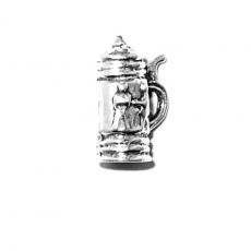 Charms. Sterling Silver, 5.4mm Width by 7.8mm Length by 12.4mm Height, Beer Stein Charm. Quantity Per Pack: 1 Piece.