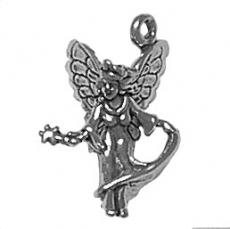 Charms. Sterling Silver, 14.3mm Width by 8.1mm Length by 21.1mm Height, Fairy Charm. Quantity Per Pack: 1 Piece.