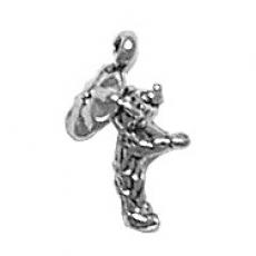 Charms. Sterling Silver, 6.0mm Width by 7.1mm Length by 12.4mm Height, Bear With Umbrella Charm. Quantity Per Pack: 1 Piece.