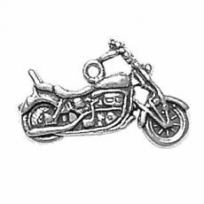 Charms. Sterling Silver, 24.8mm Width by 3.6mm Length by 14.4mm Height, Motorcycle Charm. Quantity Per Pack: 1 Piece.