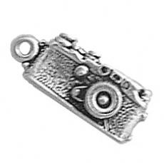 Charms. Sterling Silver, 7.8mm Width by 6.8mm Length by 19.1mm Height, Camera Charm. Quantity Per Pack: 1 Piece.