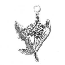 Charms. Sterling Silver, 18.4mm Width by 3.4mm Length by 28.8mm Height, Dandelion Flower Charm. Quantity Per Pack: 1 Piece.