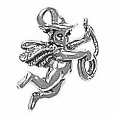 Charms. Sterling Silver, 16.0mm Width by 6.7mm Length by 18.1mm Height, Cowboy Angel Charm. Quantity Per Pack: 1 Piece.