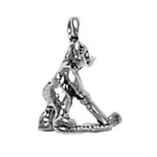 Charms. Sterling Silver, 5.7mm Width by 8.3mm Length by 12.8mm Height, Bear Playing Golf Charm. Quantity Per Pack: 1 Piece.