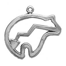 Charms. Sterling Silver, 22.8mm Width by 2.2mm Length by 20.7mm Height, Heartline Bear Charm. Quantity Per Pack: 1 Piece.