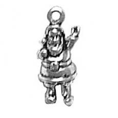 Charms. Sterling Silver, 5.8mm Width by 5.6mm Length by 14.0mm Height, Standing Santa Charm. Quantity Per Pack: 1 Piece.