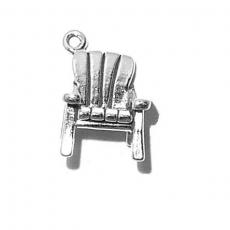 Charms. Sterling Silver, 11.3mm Width by 12.5mm Length by 14.9mm Height, Adirondack Chair Charm. Quantity Per Pack: 1 Piece.