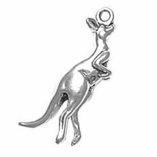 Charms. Sterling Silver, 10.5mm Width by 5.5mm Length by 24.8mm Height, Kangaroo Charm. Quantity Per Pack: 1 Piece.