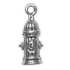 Charms. Sterling Silver, 6.0mm Width by 2.9mm Length by 14.8mm Height, Fire Hydrant Charm. Quantity Per Pack: 1 Piece.