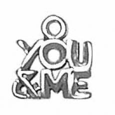 Charms. Sterling Silver, 10.1mm Width by 1.3mm Length by 10.8mm Height, You & Me Text Charm. Quantity Per Pack: 1 Piece.