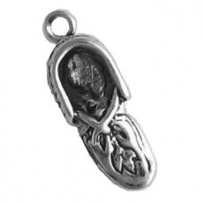 Charms. Sterling Silver, 6.5mm Width by 5.1mm Length by 16.8mm Height, Moccasin Charm. Quantity Per Pack: 1 Piece.