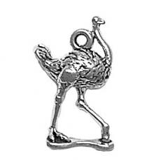 Charms. Sterling Silver, 12.6mm Width by 6.9mm Length by 20.2mm Height, Ostrich Charm. Quantity Per Pack: 1 Piece.