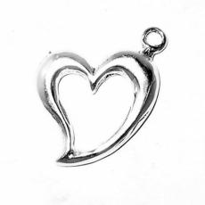 Charms. Sterling Silver, 15.5mm Width by 2.0mm Length by 21.0mm Height, Floating Heart Charm. Quantity Per Pack: 1 Piece.