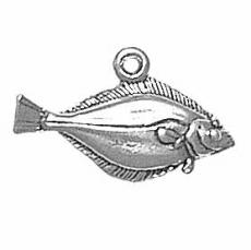 Charms. Sterling Silver, 21.8mm Width by 2.9mm Length by 13.1mm Height, Pacific Halibut Fish Charm. Quantity Per Pack: 1 Piece.