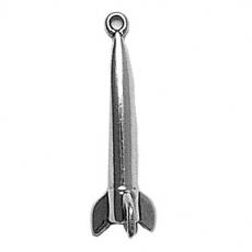 Charms. Sterling Silver, 7.7mm Width by 6.9mm Length by 27.5mm Height, Rocket Ship Charm. Quantity Per Pack: 1 Piece.