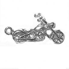 Charms. Sterling Silver, 12.5mm Width by 9.6mm Length by 25.5mm Height, Chopper Bike Charm. Quantity Per Pack: 1 Piece.