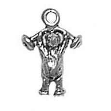 Charms. Sterling Silver, 9.6mm Width by 4.1mm Length by 13.7mm Height, Bear Lifting Weight Charm. Quantity Per Pack: 1 Piece.