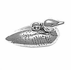 Charms. Sterling Silver, 19.9mm Width by 8.0mm Length by 9.8mm Height, Loon Charm. Quantity Per Pack: 1 Piece.