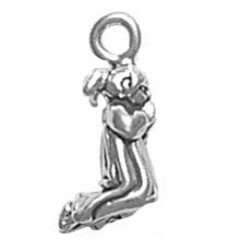 Charms. Sterling Silver, 8.5mm Width by 6.5mm Length by 16.4mm Height, Praying Girl Charm. Quantity Per Pack: 1 Piece.