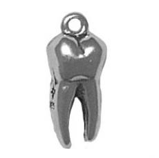 Charms. Sterling Silver, 7.4mm Width by 7.2mm Length by 16.6mm Height, Molar Tooth Charm. Quantity Per Pack: 1 Piece.