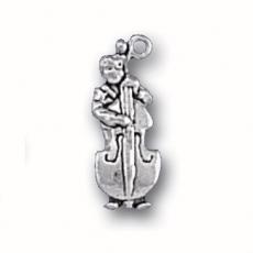 Charms. Sterling Silver, 7.4mm Width by 5.9mm Length by 19.5mm Height, Bass / Cello Player Charm. Quantity Per Pack: 1 Piece.