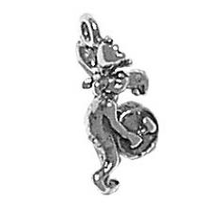 Charms. Sterling Silver, 8.4mm Width by 7.5mm Length by 17.8mm Height, Moose Playing Drum Charm. Quantity Per Pack: 1 Piece.