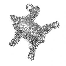 Charms. Sterling Silver, 20.8mm Width by 4.9mm Length by 21.8mm Height, Bear Skin Rug Charm. Quantity Per Pack: 1 Piece.