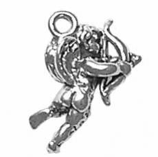 Charms. Sterling Silver, 12.8mm Width by 6.1mm Length by 18.9mm Height, Cupid With Bow & Arrow Charm. Quantity Per Pack: 1 Piece.