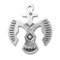 Charms. Sterling Silver, 22.1mm Width by 0.8mm Length by 25.0mm Height, Thunderbird Charm. Quantity Per Pack: 1 Piece.