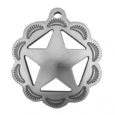 Charms. Sterling Silver, 19.0mm Width by 2.5mm Length by 21.0mm Height, Star Charm. Quantity Per Pack: 1 Piece.