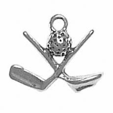 Charms. Sterling Silver, 18.0mm Width by 4.5mm Length by 14.7mm Height, Golf Clubs With Golf Ball Charm. Quantity Per Pack: 1 Piece.