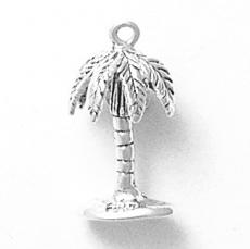 Charms. Sterling Silver, 11.5mm Width by 11.0mm Length by 22.2mm Height, Palm Tree Charm. Quantity Per Pack: 1 Piece.