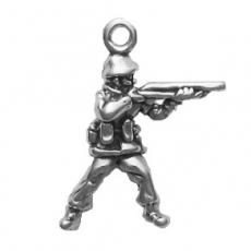 Charms. Sterling Silver, 15.2mm Width by 5.6mm Length by 21.6mm Height, Soldier Charm. Quantity Per Pack: 1 Piece.