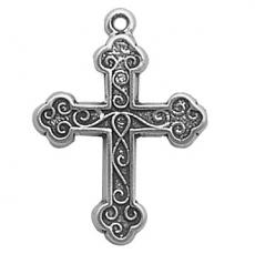 Charms. Sterling Silver, 21.9mm Width by 2.5mm Length by 29.6mm Height, Cross Charm. Quantity Per Pack: 1 Piece.