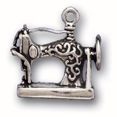 Charms. Sterling Silver, 18.2mm Width by 6.7mm Length by 16.5mm Height, Sewing Machine Charm. Quantity Per Pack: 1 Piece.