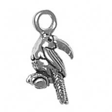 Charms. Sterling Silver, 9.7mm Width by 6.8mm Length by 18.0mm Height, Toucan Charm. Quantity Per Pack: 1 Piece.