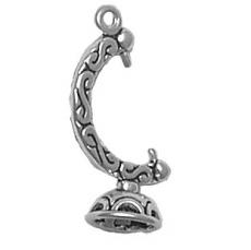 Charms. Sterling Silver, 12.9mm Width by 8.4mm Length by 23.2mm Height, Globe Holder Charm. Quantity Per Pack: 1 Piece.